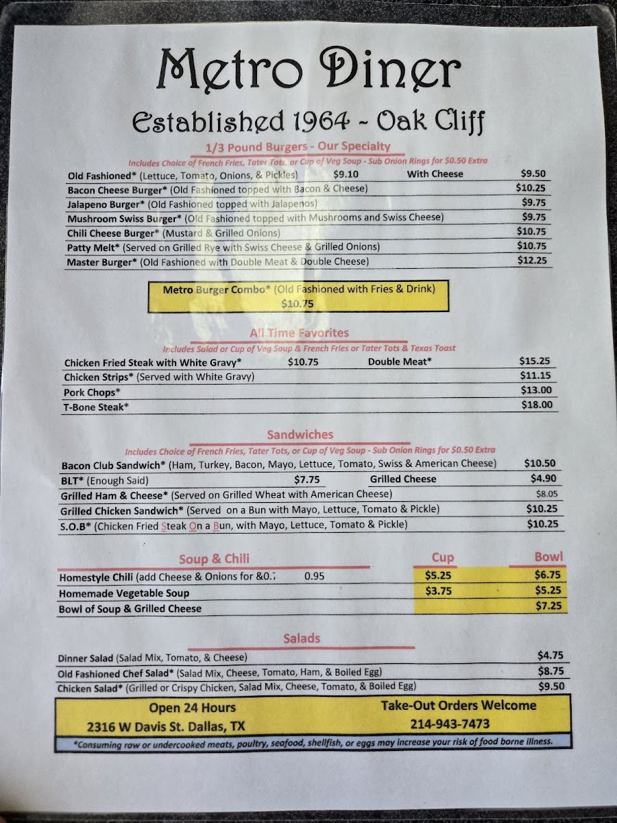 Metro Diner OC Menu - Image 2