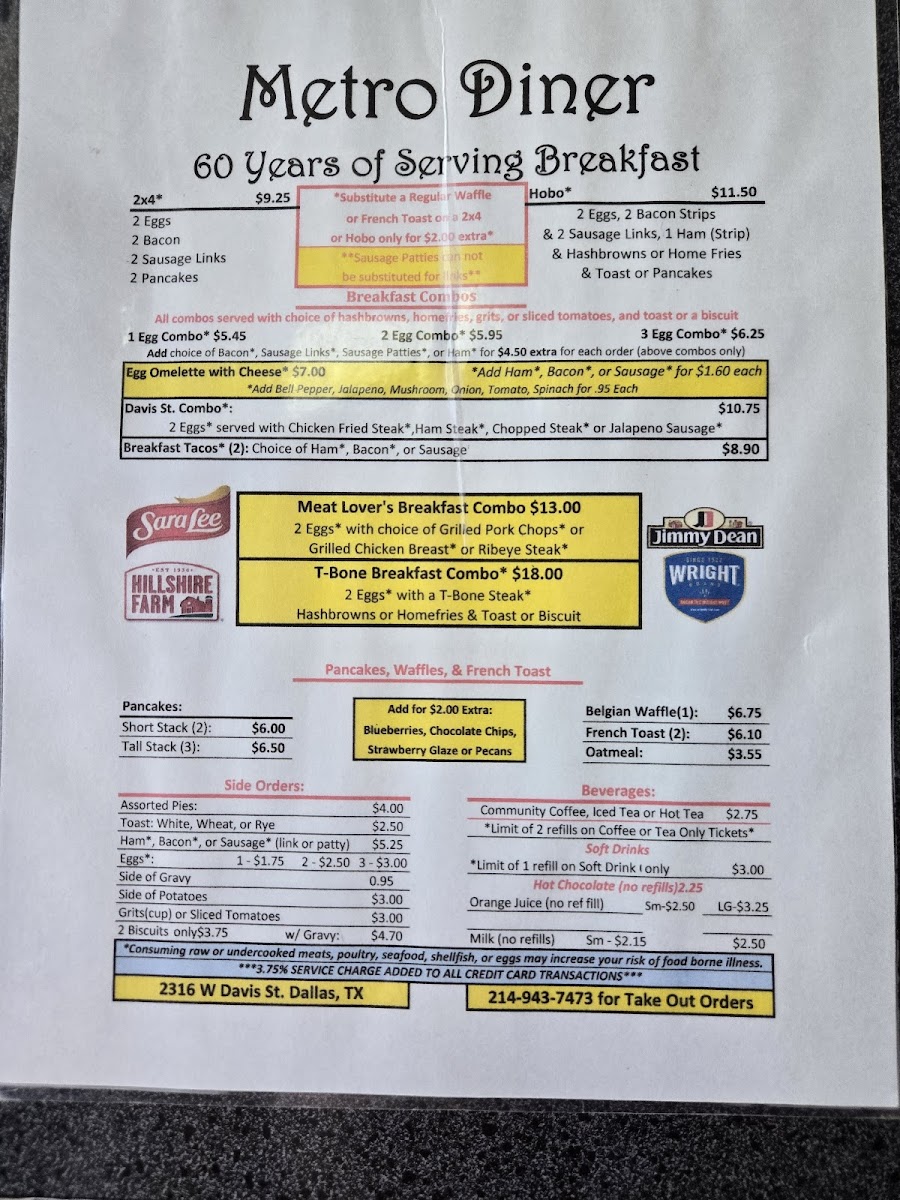 Metro Diner OC Menu - Image 3